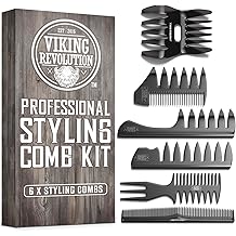 Viking Revolution Professional Styling Hair Combs for Men (6 Pieces) - Mens Comb for Hair Styling, Texturizing, Grooming and Detangling - Anti-Static, Durable and Easy to Clean