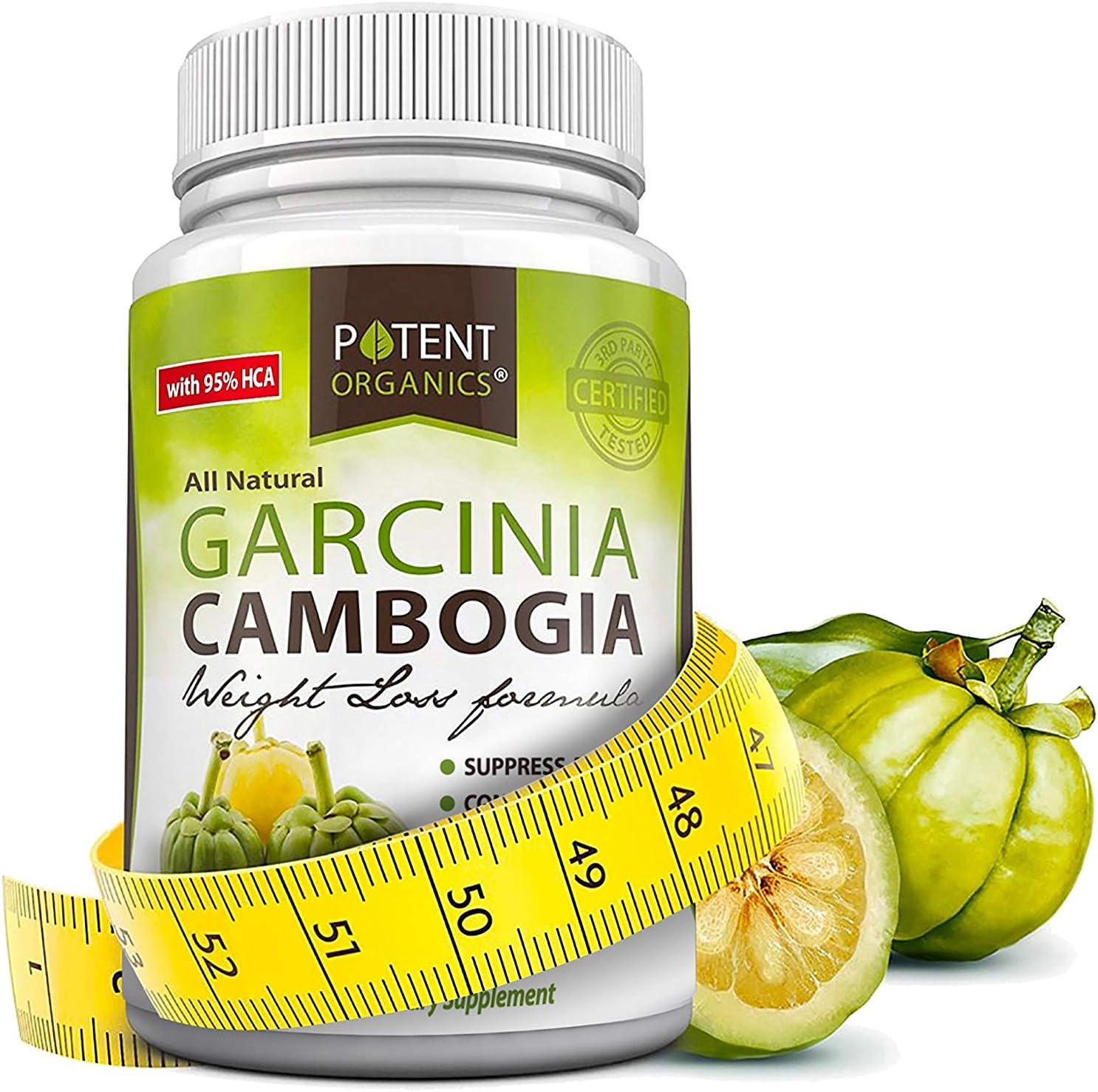 Pure Garcinia Cambogia Extract - 95% HCA Capsules - Best Weight Loss Supplement - Non GMO - Gluten and Gelatin Free - Natural Appetite Suppressant - 100% Money Back Guarantee - Order Risk Free!