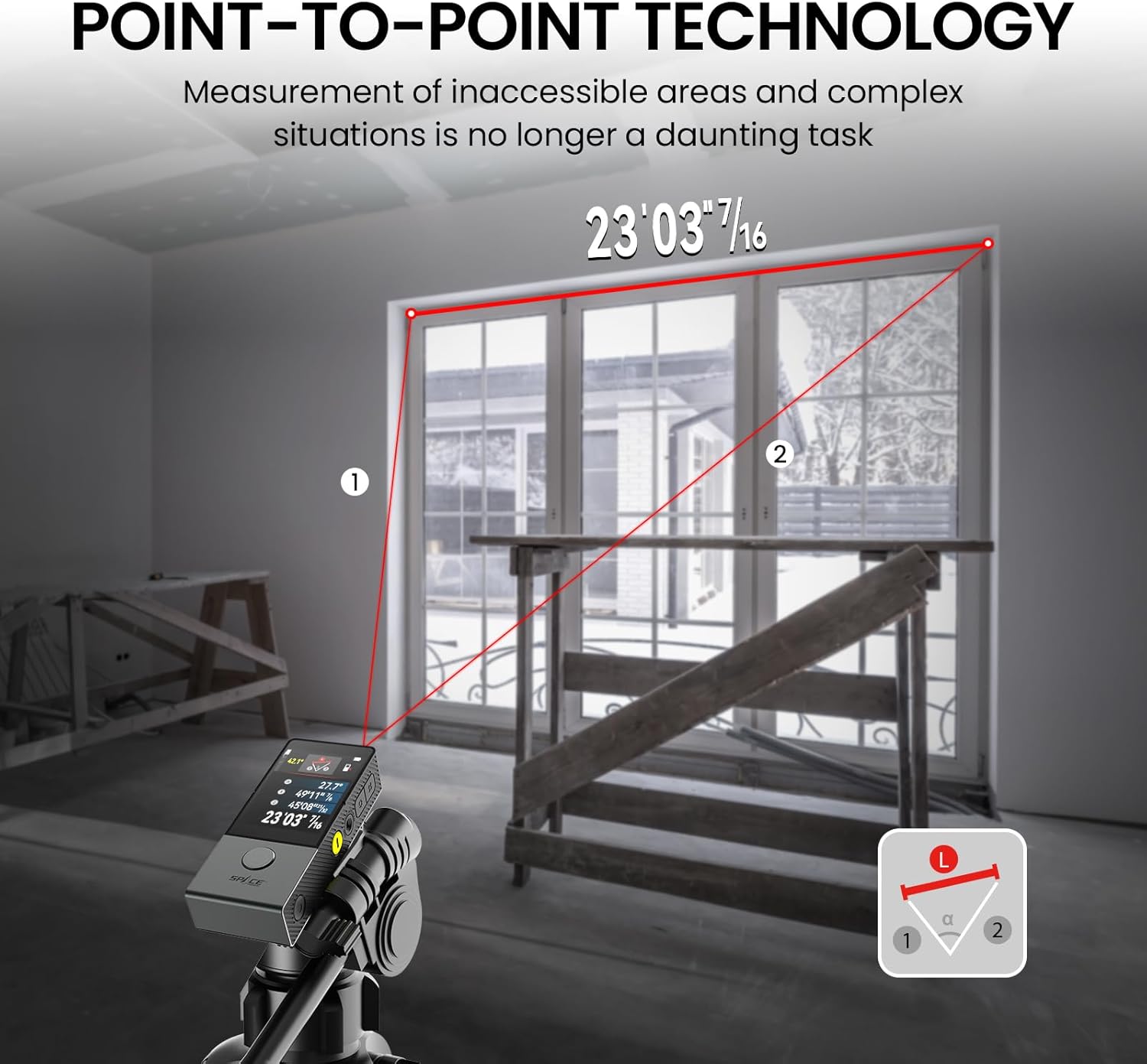 MiLESEEY 330 ft Smart Laser Tape Measure & Digital Ruler D9 PRO– IPS Touchscreen, App‑Sync, Visual Aligning Indicator, P2P, Live Angle Display Professional Measuring Tool
