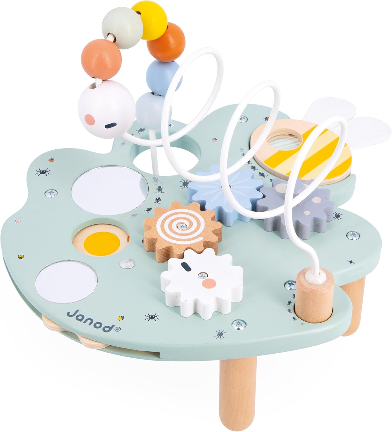 Janod Sweet Cocoon Wooden Multi-Activity Leaf Station - 12" Long - Ages 18 Months - 3 Years - J04056