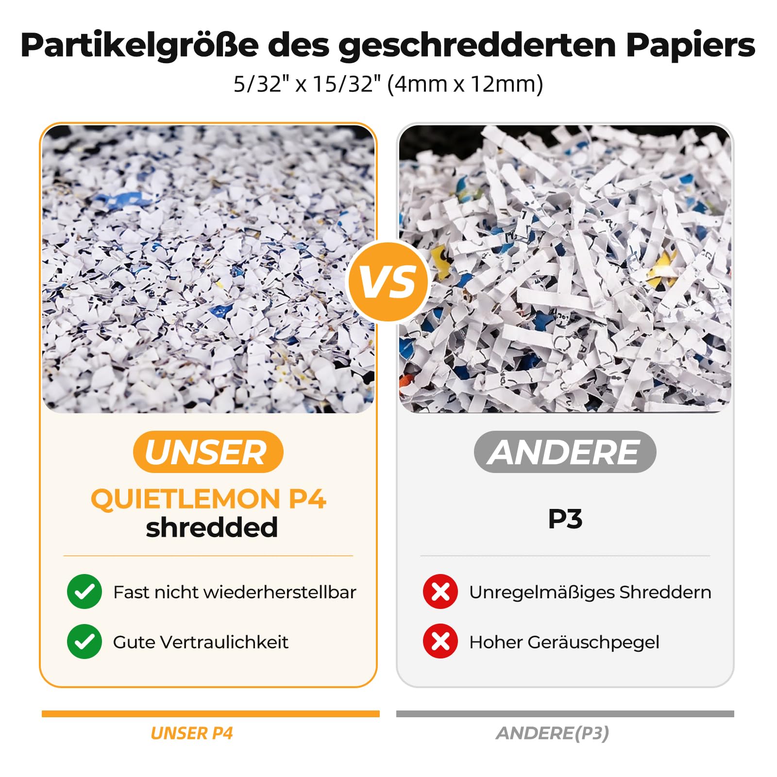 Automatischer 120 Blatt Aktenvernichter P-4 Partikelschnitt Aktenvernichter, 8 Blatt manuell, 60 Min Dauerbetrieb, Anti-Stau, vernichtet Kreditkarten Heftklammern 20L