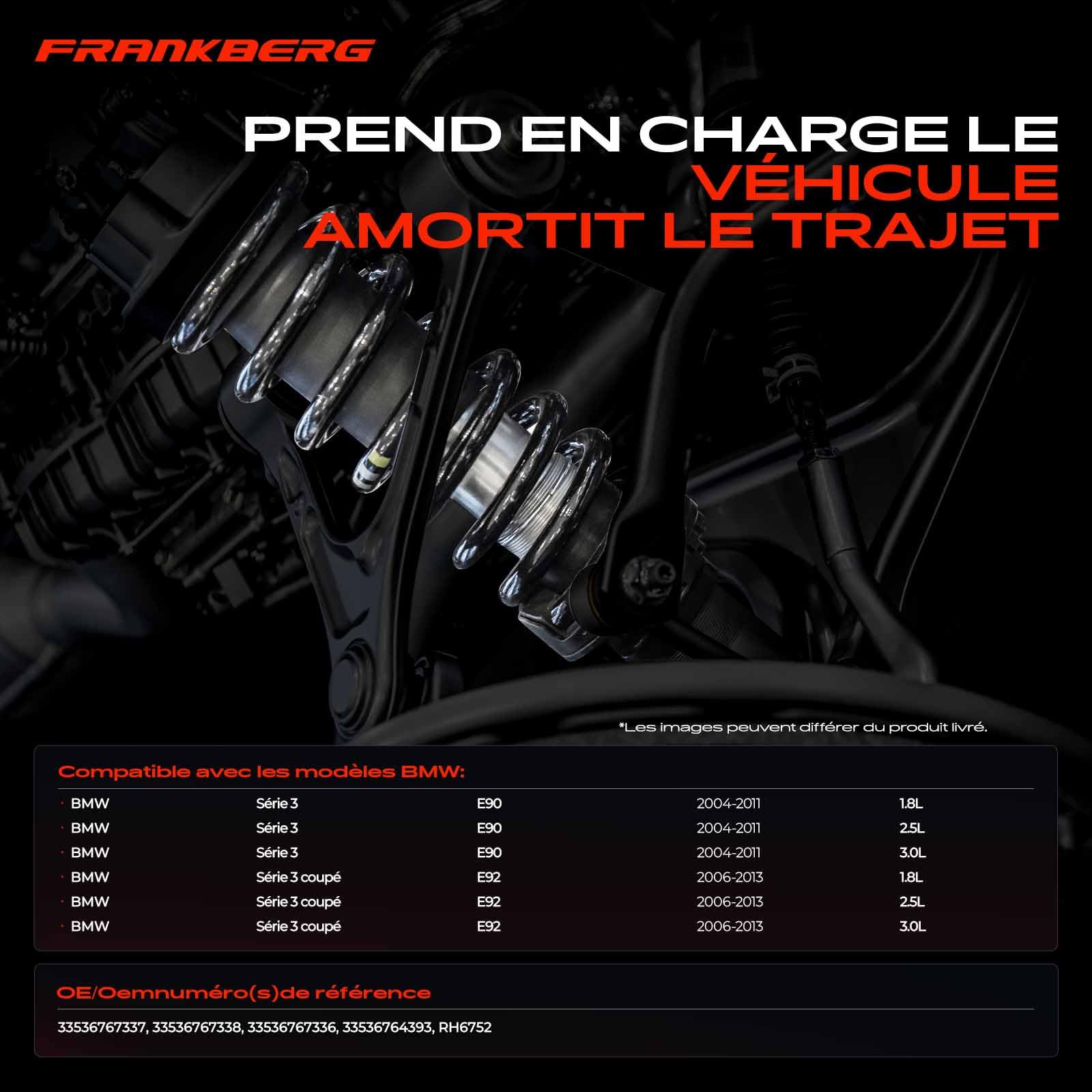 Frankberg 2x Ressort de suspension Compatible avec Série 3 E90 Série 3 Coupé E92 Remplacer# 33536767337