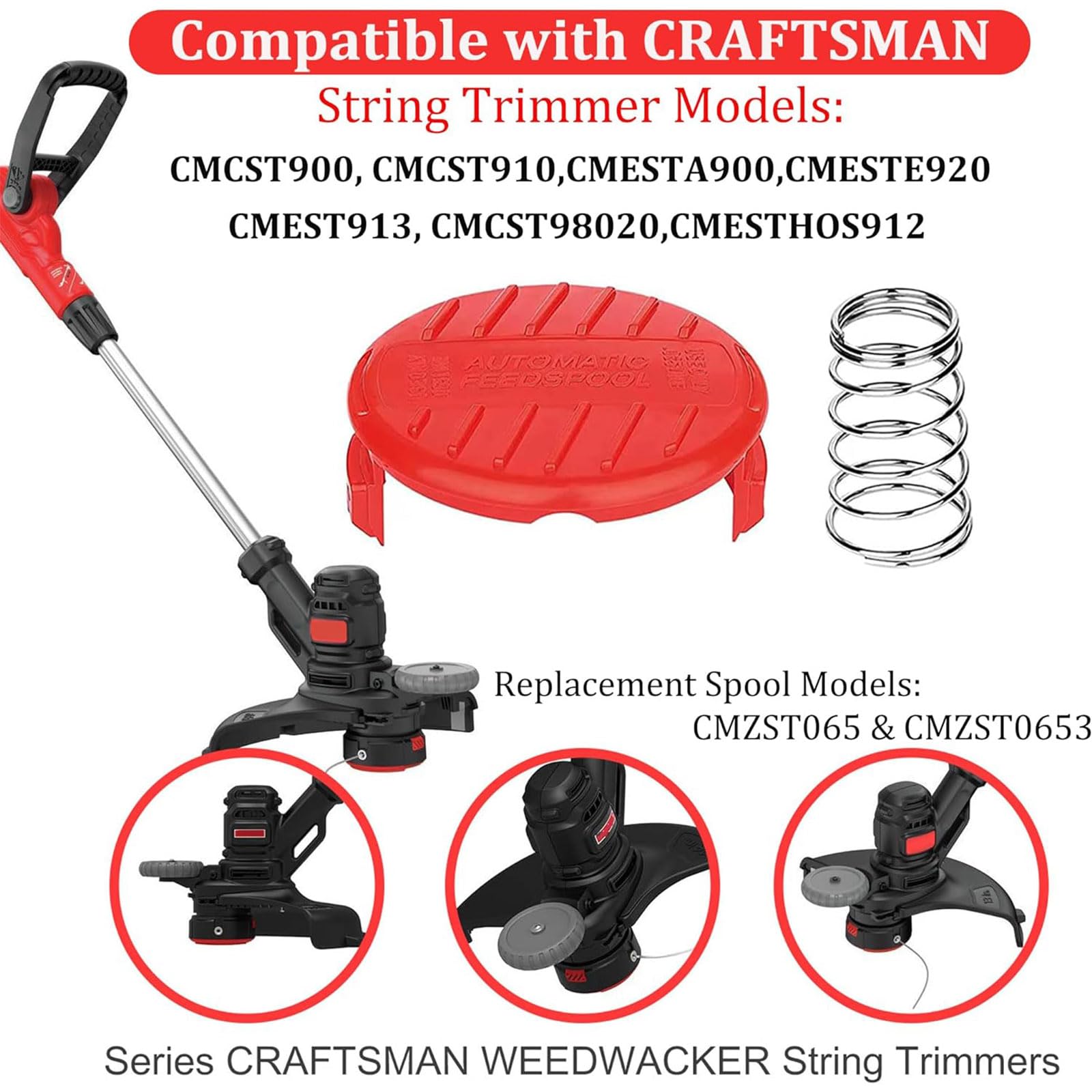 Cappucci Per Rocchetto Decespugliatore - 4 Pezzi Con Molle, Per Black-Decker, AFS, RC-100-P, In ABS - Foto 5