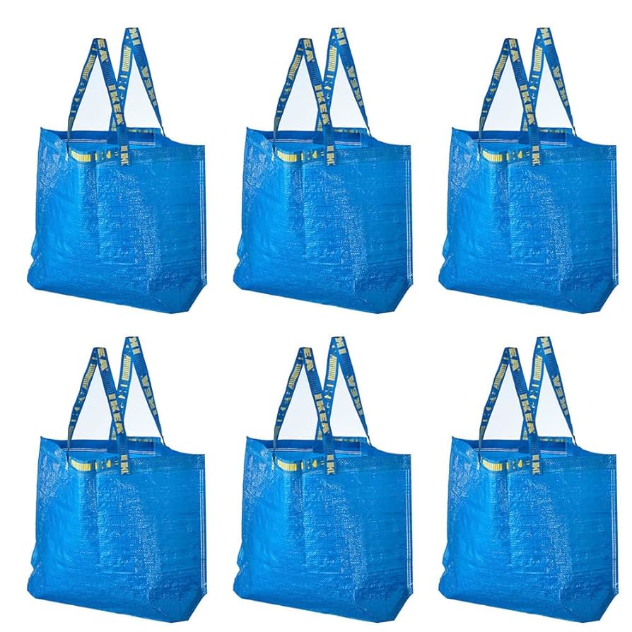 Amazon | 6 Ikea Frakta Shopping Bags 10 Gal Blue Tote Multi