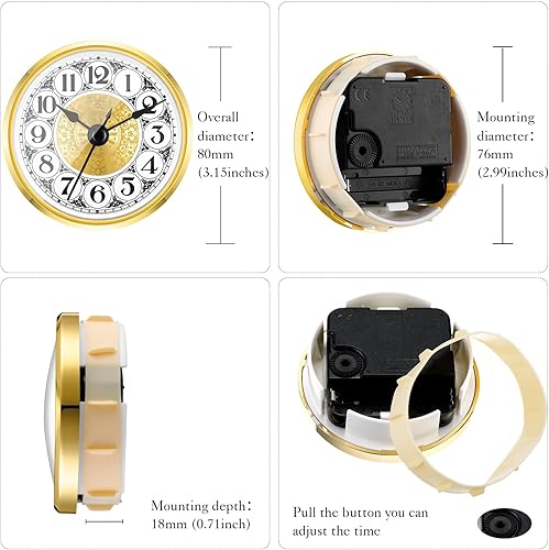 Miniatura 2 de Misdary Paquete de 6 piezas de reloj de cuarzo de 3-1/8 pulgadas (3.150 in) con número arábigo reloj de movimiento de cuarzo con borde dorado