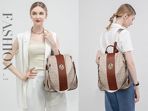 Miniatura 2 de MKP - Mochila a la moda para mujer con múltiples bolsillos antirrobo mochila de viaje escuela bolsa de hombro de mano 118L x 55W x 14H 0-Beige,