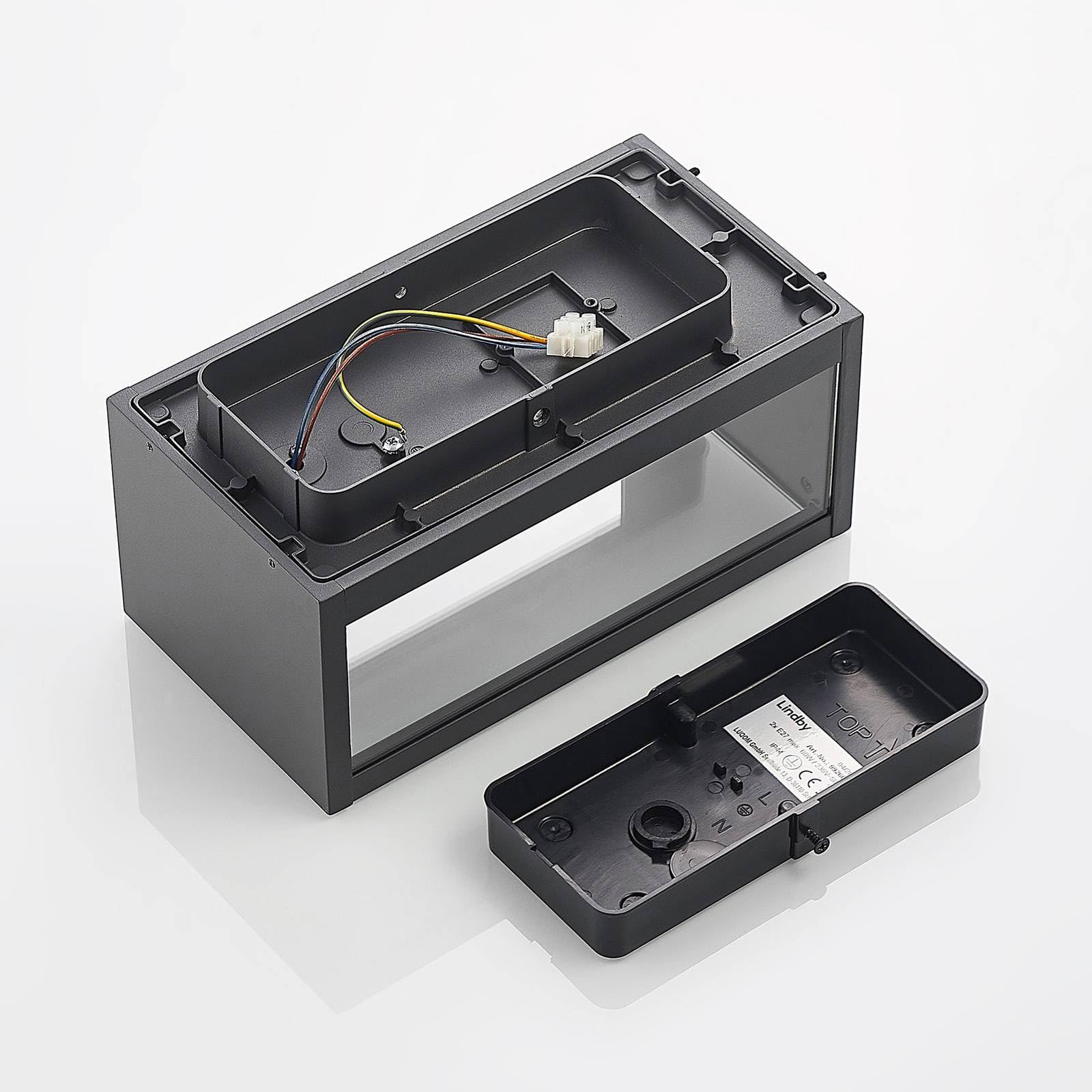Lindby Applique da esterni dimmerabile (Moderno) colore Nero, in Alluminio applique lampada LED outdoor per facciata/parete terrazzo e balcone