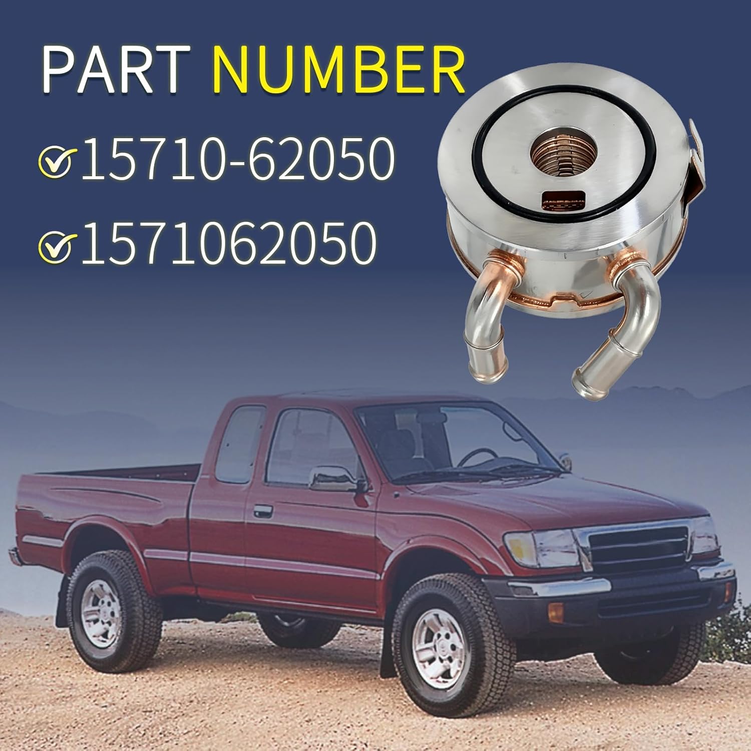 15710-62050 Engine Oil Cooler Assembly Compatible with 1995-2004 Toyota Tacoma & 1996-2002 4Runner & 1995-1998 T100 Replaces # 1571062050