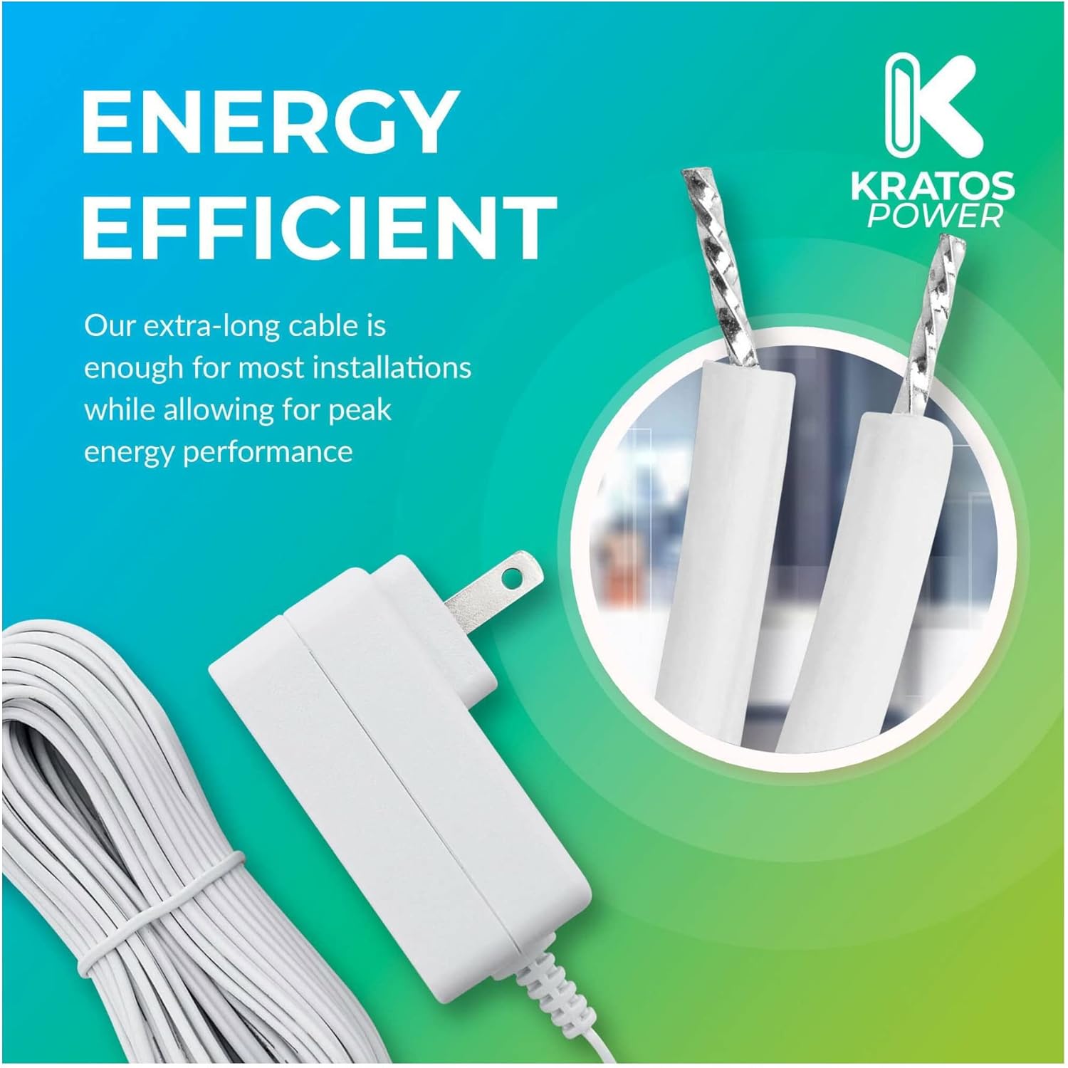Kratos Power C-Wire Adapter white Power Charger for Battery Charging, Ring Doorbell, Wifi Thermostats, Nest Thermostat with Power Supply of 24 Volt with Cable Clips for Connecting Devices, (2 Items)