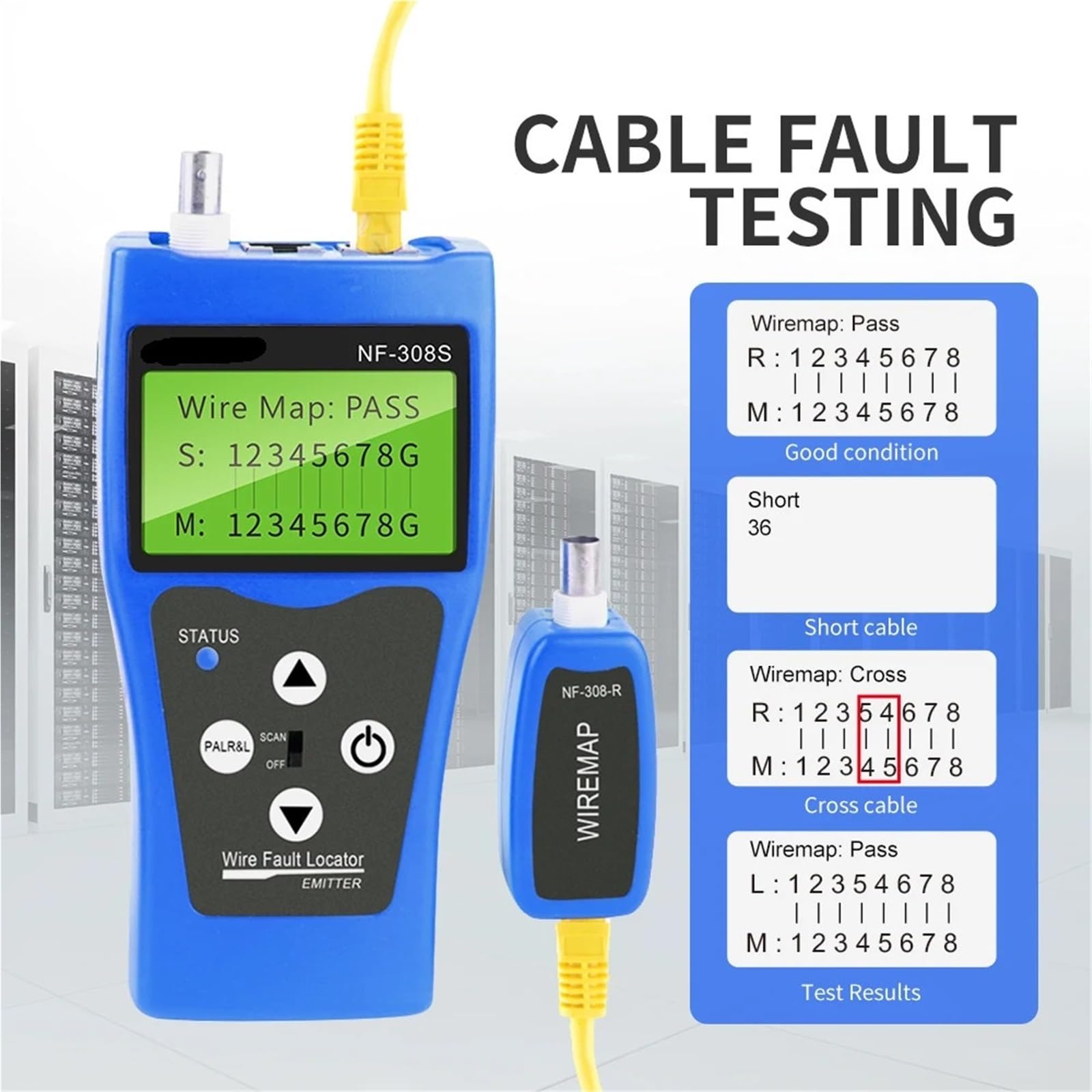 Tester per cavi di rete, Tester Per Cavi Di Rete, RJ45 RJ11, Misuratore, Lunghezza, Mappatura, Display LCD, Strumenti Test