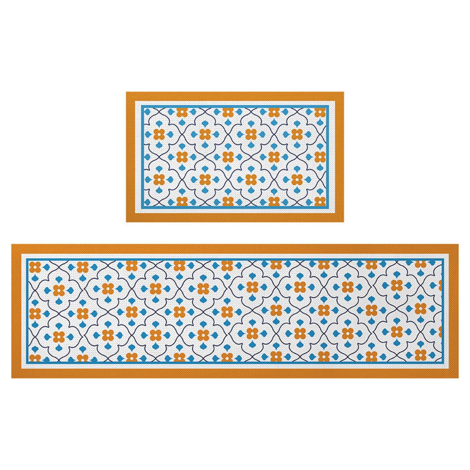 KüChenläUfer KüChenmatte 45x120cm, KüChenteppich Waschbar rutschfest, Teppich LäUfer Flur FußMatte Badematten, Wasser öL Aufnehmen Teppich KüChe Set für KüChe Wohnzimmer, Badezimmer Orange
