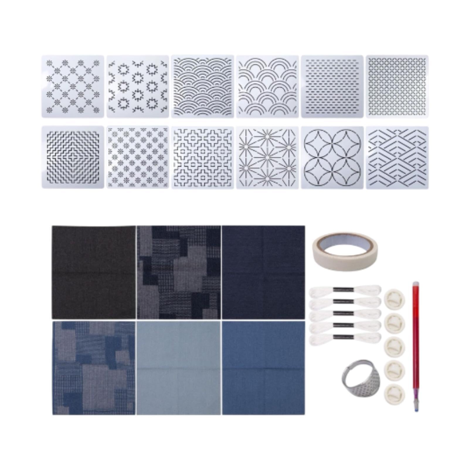 KSJOAIDDE Set di 5 set di accessori da ricamo per principianti, accessori per patchwork, sottobicchieri, set B