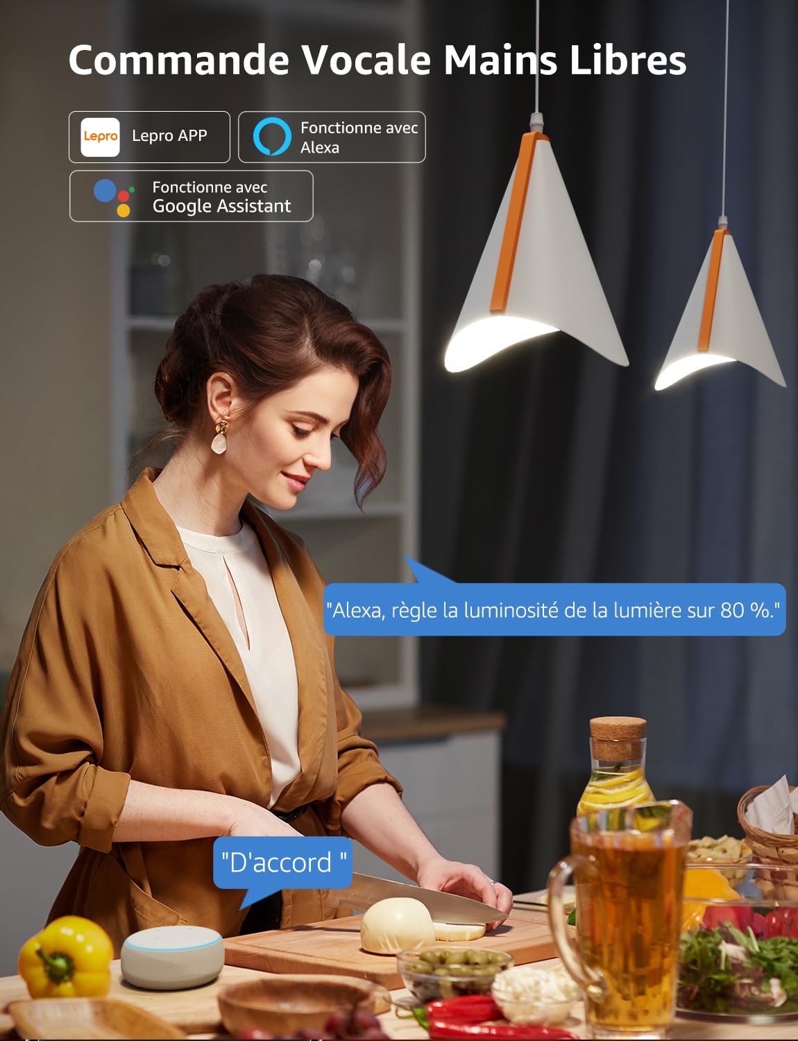 Lepro BP1 IA Ampoule Connectée E14, Concepteur d'Éclairage IA Personnalisé, Compatible avec Alexa et Google Assistant, G45 WiFi et Bluetooth, Multicouleurs RGBCCT, Contrôle Vocal, Music Sync, 4 PCS