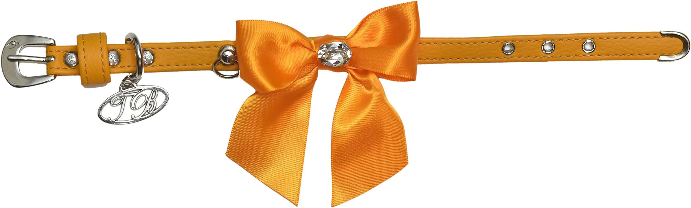 Trilly tutti Brilli Katia Collar with Swarovski Bow for Dogs, 20 x 1.2 cm, Orange
