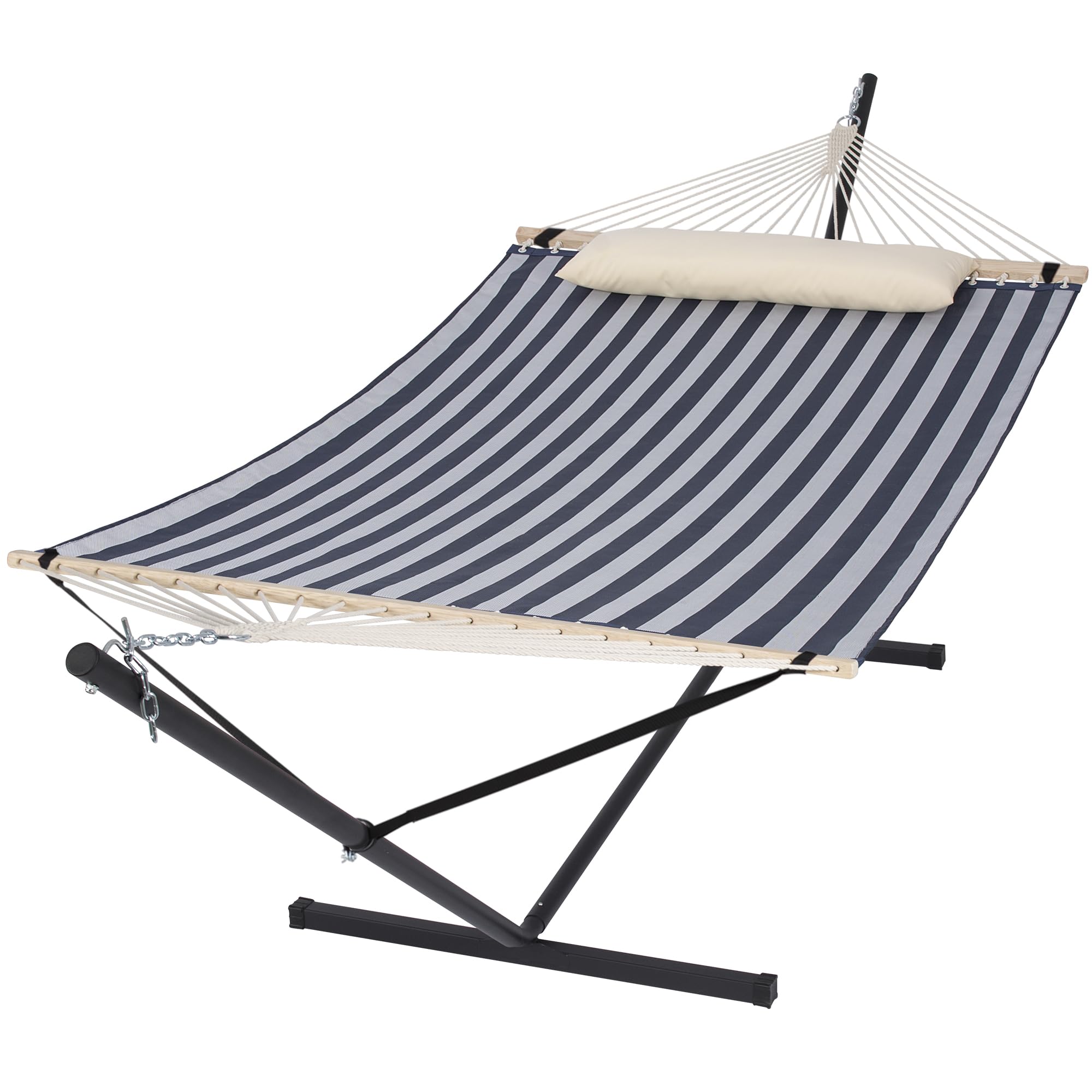 Double Hammock with Stand Included, Outdoor Portable Hammock with Stand, Blue