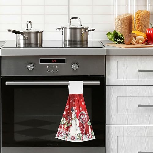 Miniatura 6 de Boccsty Toallas de cocina colgantes de muñeco de nieve de Navidad, 2 piezas de baño de mano de invierno, toallas de cocina para baño, casa de campo