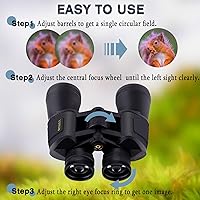 Vista 4 de LUXUN 10x50 Binoculars for Adults, HD Compact Binocular with Low Light Night Vision, Powerful Waterproof Binoculars for Hunting Bird Watching and