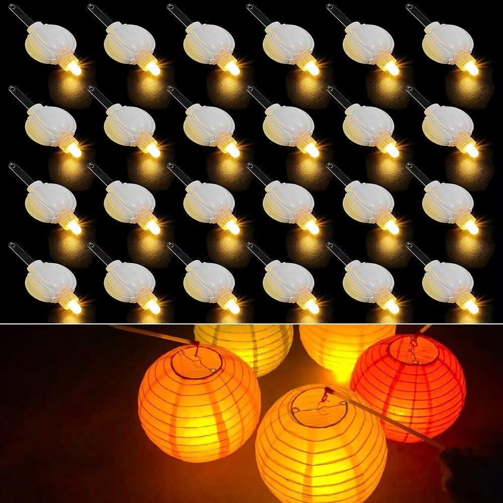 Photo 1 of ZGWJ 24 Pack Paper Lantern Lights, Mini LED Battery Operated Lights, Waterproof, Hanging Decorative Lights for Wedding Camping Party Balloon Lanterns Christmas, Last 36 Hours - Warm White
