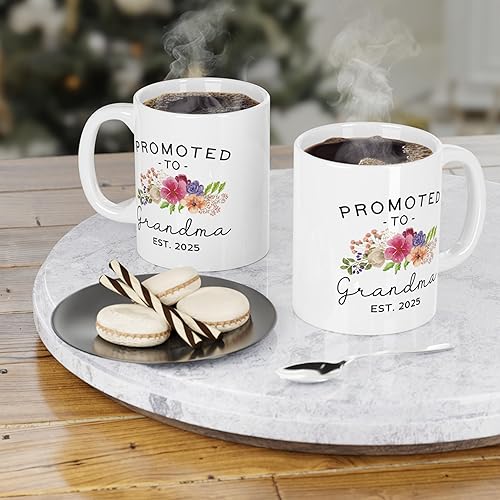 Miniatura 5 de Dokazu Promoted to Grandma 2023 - Taza de café para abuela, regalo de anuncio para la abuela, regalo para la nueva abuela, color blanco, 11 onzas