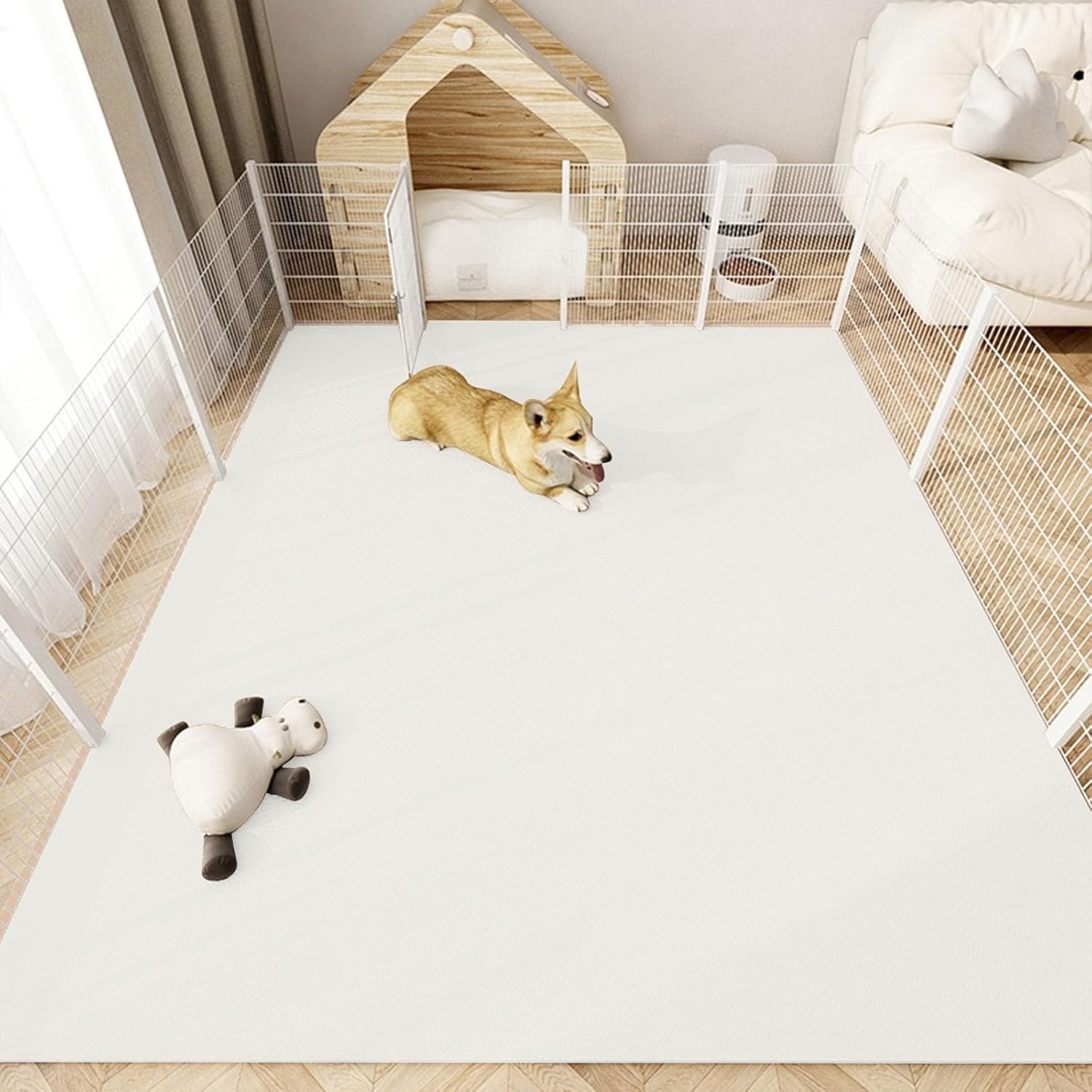 Tappetino Per Ciotola Di Cibo Antiscivolo Per Animali, Impermeabile Sottociotola Cane Cani, Tappetini Grandes, Taglio Casuale, Resistente All'usura, Faciledapulire Protezioni Per Pavimenti(White,100x1