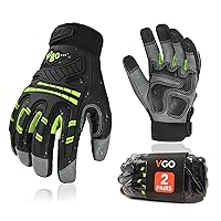 Vista 8 de Vgo... Guantes de trabajo resistentes para hombres, de piel de cabra, repelentes al agua, guantes de aparejador, antivibración, compatibles