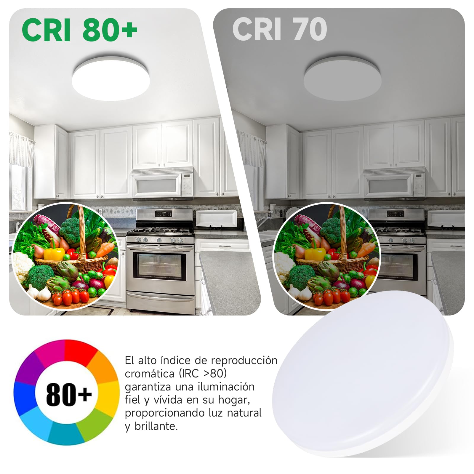 Plafoniera LED Soffitto IP65 22W 3080lm (180W Equiv.), Blanco Día 4000K, Redondo Ø28cm - Salón/Dormitorio/Cocina