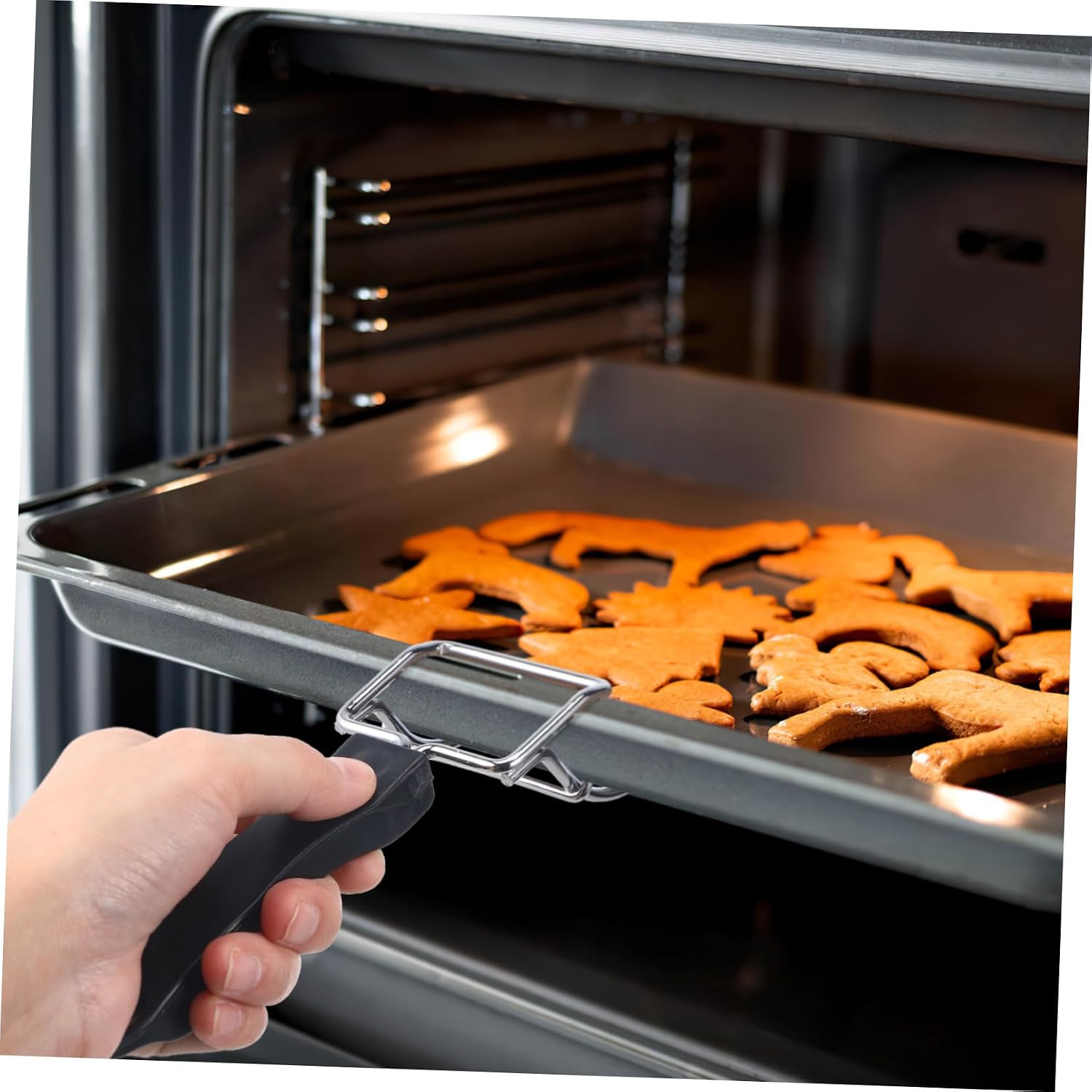 Alipis 2pcs Oven Tray Gripper Clips Heat Resistant Plate Holder Oven Rack Pull Tool with Scald Coated Handle for Secure Grip and Tray Use