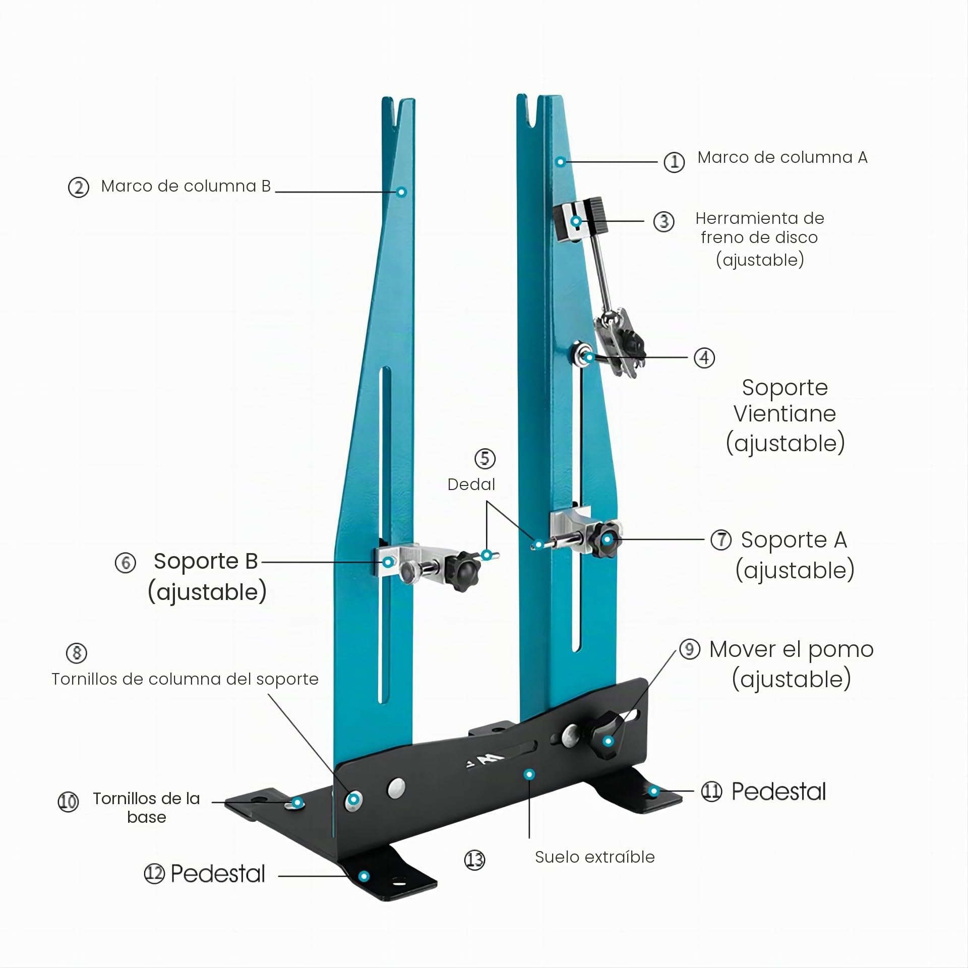 Mimoke soporte para centrar ruedas de bicicleta de 16" a 29" ruedas bicicleta soporte de calibración llantas de mantenimiento de ruedas soporte corrector Ancho de la rueda [90mm - 150mm]