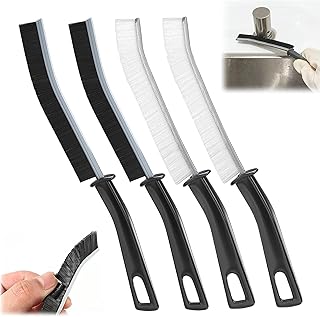 Hard Bristle Crevice Cleaning Brush: 4Pcs Long Handle Gap Cleaning Brush - Multifunctional Grout Cleaner Brush Household Crevice Cleaning Tools - Small Cleaning Scrub Brush for Corner,Kitchen,Bathroom