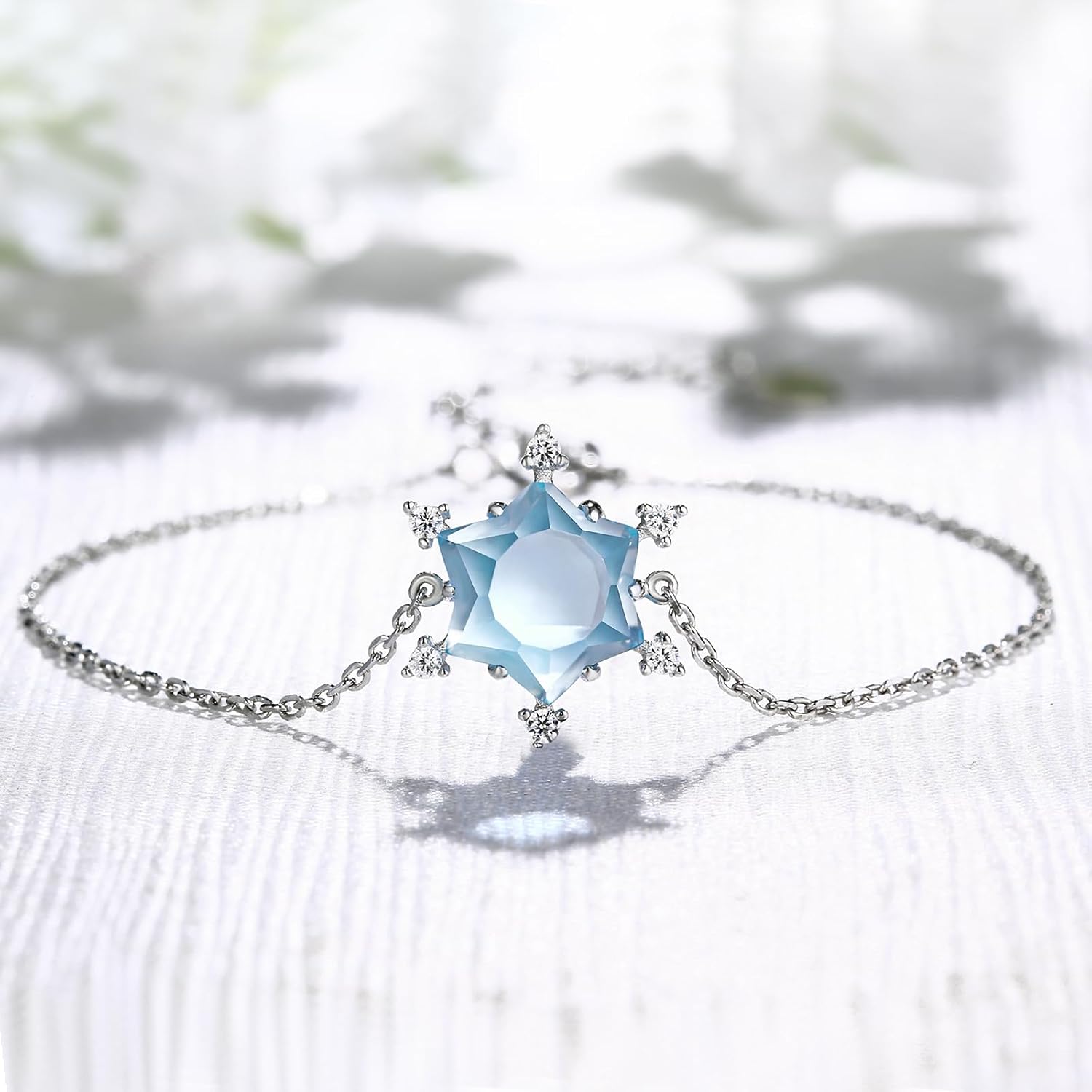 WES Snowflake Bracelet, Christmas Bracelet for Women Blue,Snowflake Bracelets Sterling Silver Chain,Winter Freeze Snowflakes,Women Chain Colorful Tree,Christmas Gifts - Image 7