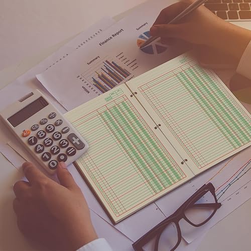 Miniatura 6 de Paquete de 2 100 hojas de análisis de 8.5 x 11 pulgadas, libros columnares de 3 agujeros, libro de contabilidad, bloc de papel para negocios, 50