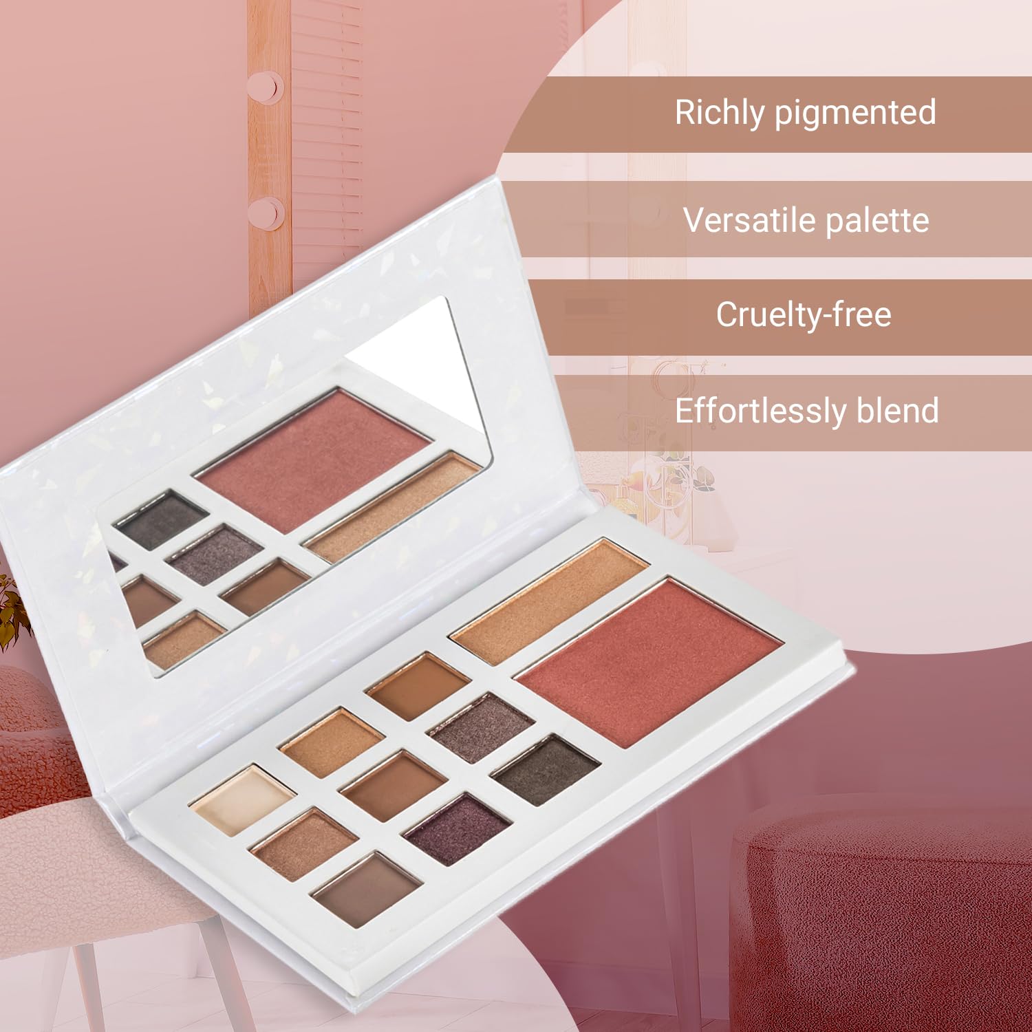 Profusion Cosmetics Beauty Box Face Collection - Compact Full Face Palette with Neutral Eyeshadows, Blush, Highlighter, Lip Gloss & 2 Application Brushes With Built-In Mirror, Vegan & Cruelty-Free - Image 6