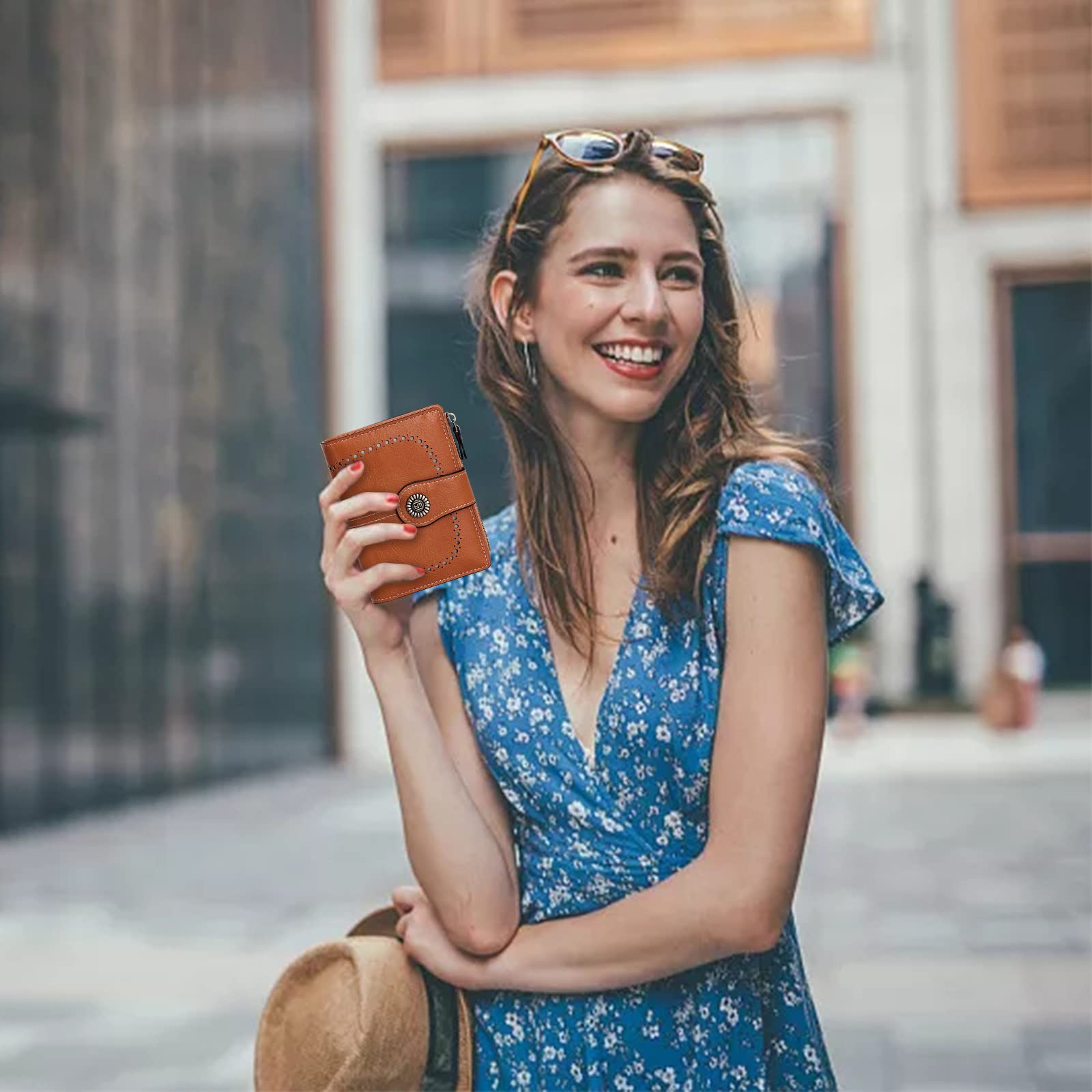 HUA ANGEL Donna Corto Clutch Portafoglio Grande Capacità Cerniera Portamonete Borsa per Monete Pelle PU Pochette da Polso con Multiple Slot per Schede Carte di Credito Contanti Fatture