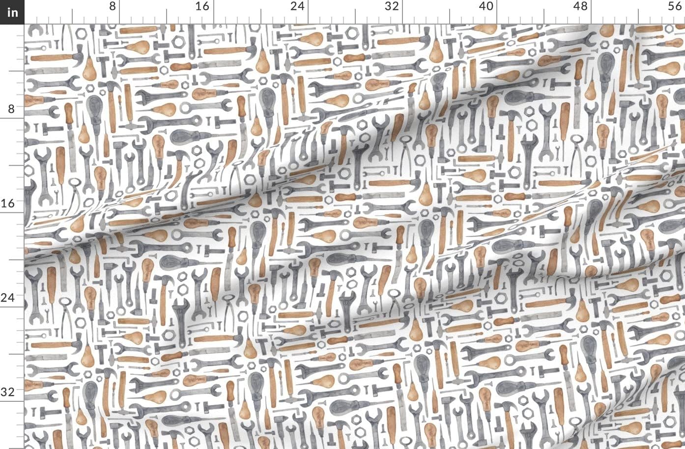 Spoonflower Fabric - Tools Watercolor Man Printed on Polartec(R) Fleece Fabric by The Yard - Sewing Blankets Loungewear and No-Sew Projects