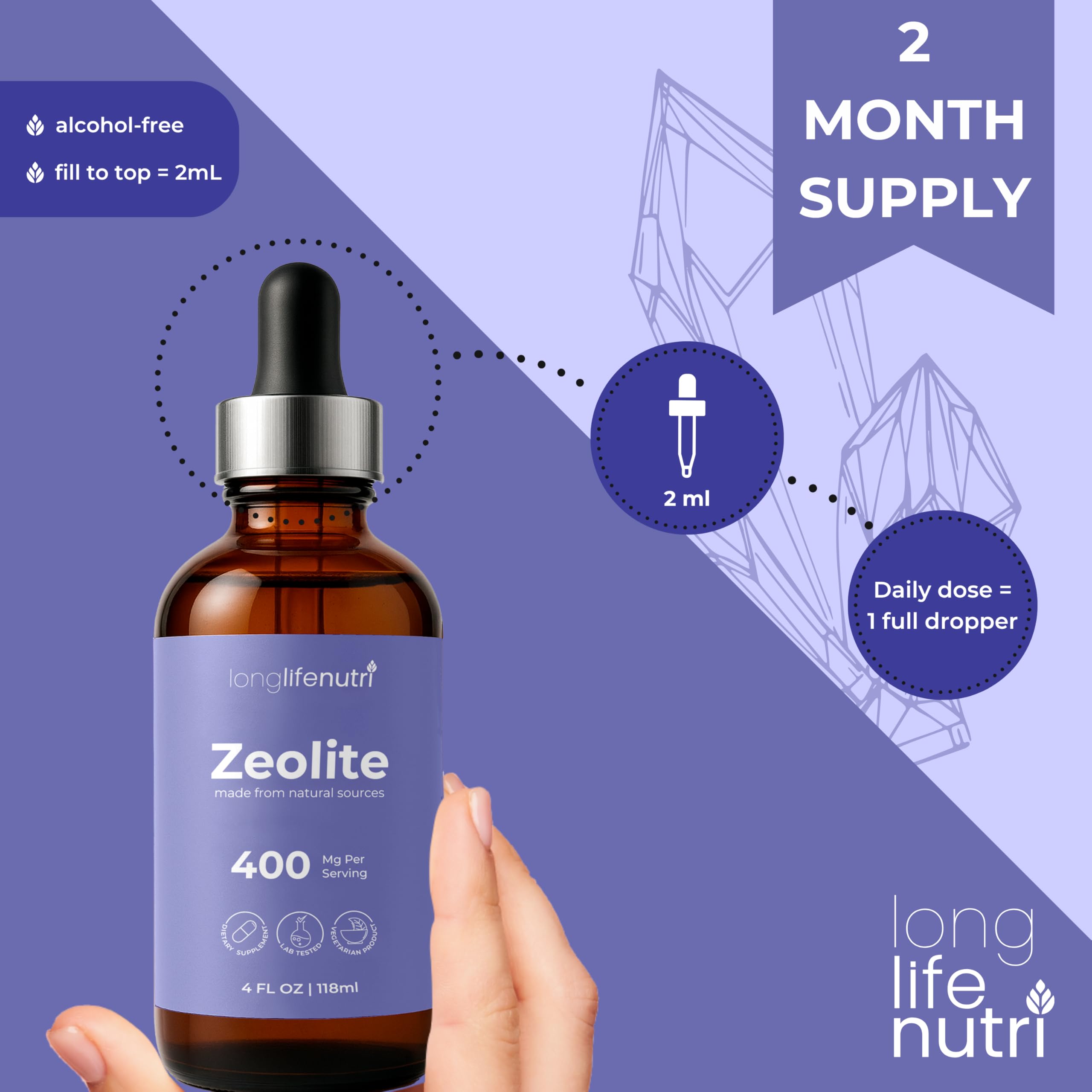 LongLifeNutri Zeolite Drops 400mg, 4 FL OZ, About 2-Month Supply — Amazon image 5