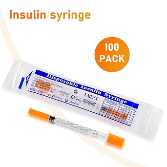 1ml/cc Syringe with 31G 0.3Inch Needle - Orange Syringe (31G-8mm-100Pack)