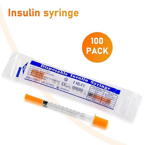 1ml/cc Syringe with 31G 0.3Inch Needle - Orange Syringe (31G-8mm-100Pack)