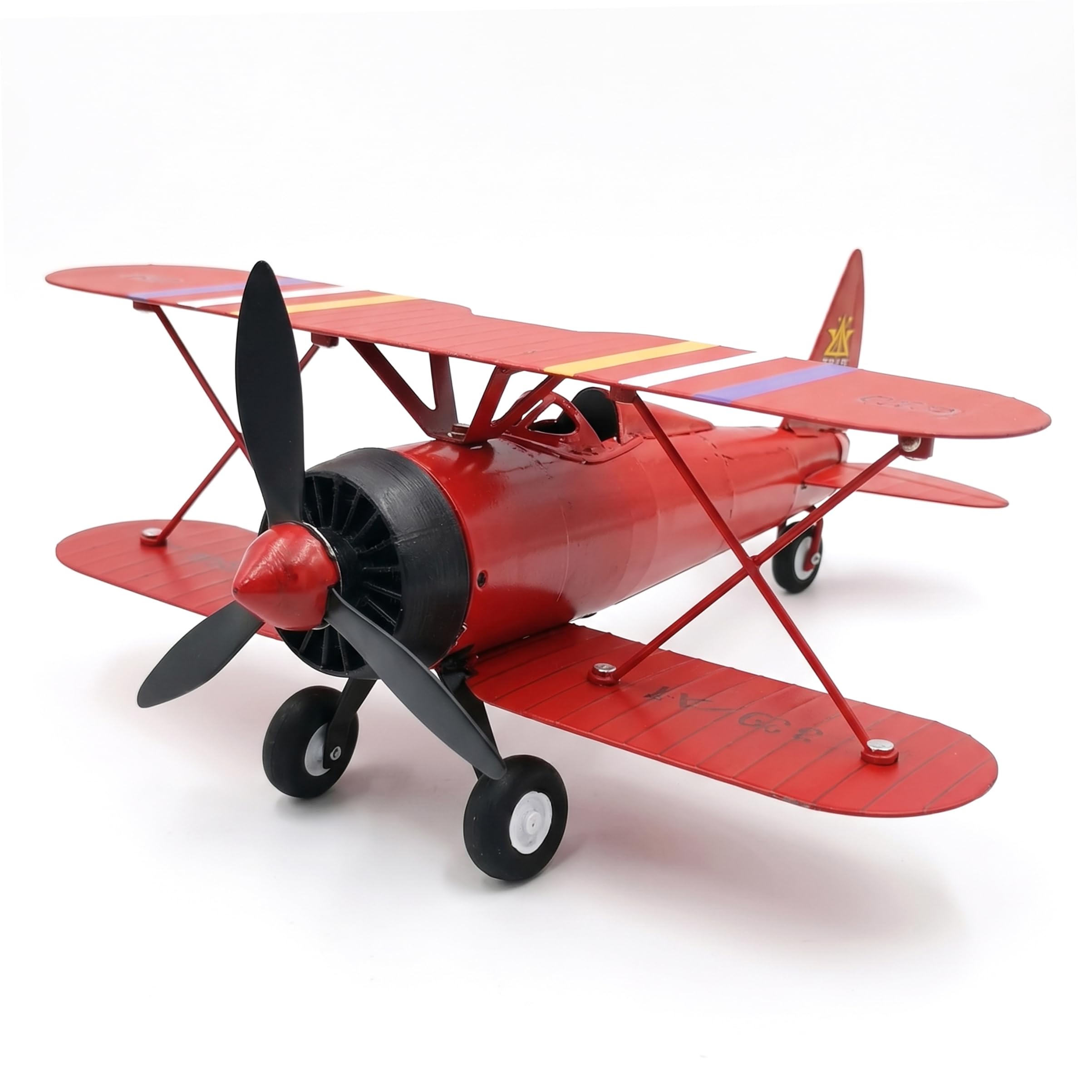 Spinner à vent d'avion rouge 12x11 pouces en métal vintage