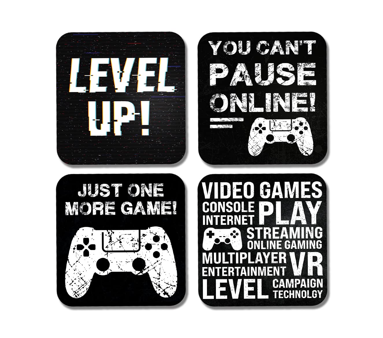 Dv Design Boys Multicolor 4 X Square Gamer Coasters - Funny Game Level Gaming Teen Kids Gift #77904