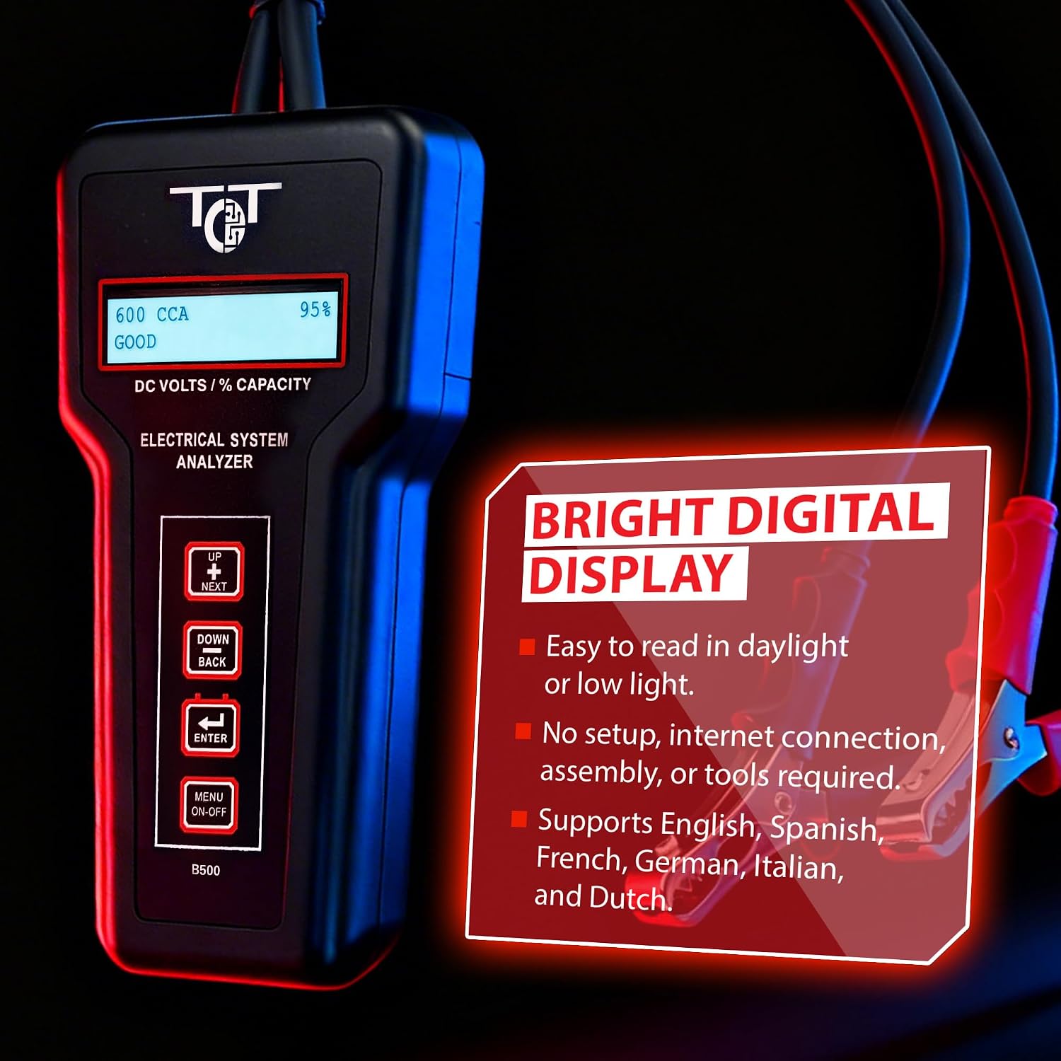 Professional Battery Tester for 6V 12V 24V 36V Systems – Digital Load Tester for Car Automotive Alternator & Starter Analyzer with Bluetooth Printer – B500 by Tech Professional Service Tools