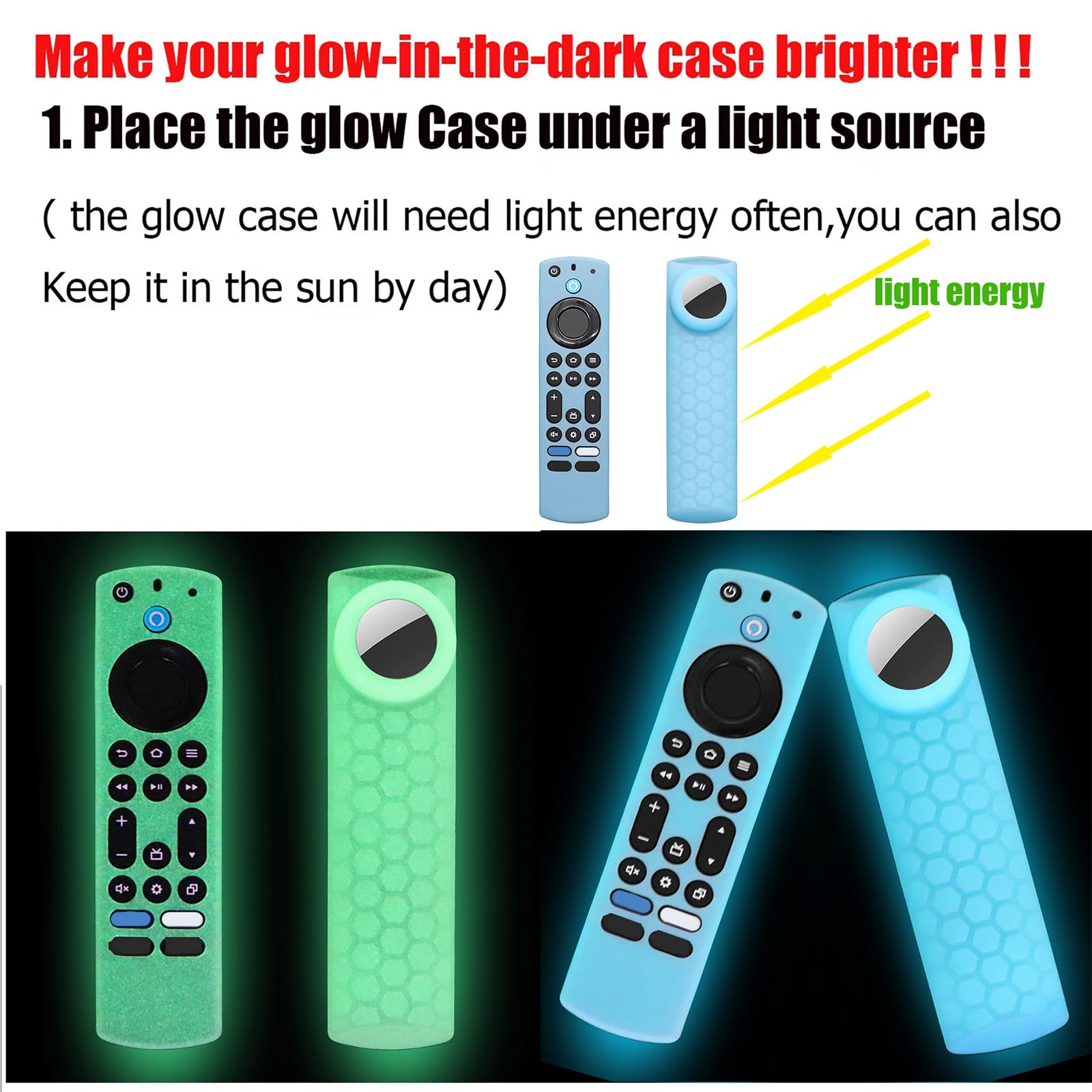Funda para mando a distancia Toshiba Airtag Glow para Insignia TV NS-RCFNA-21 CT-RC1US-21 CT-95018 Alexa Voice Remote Control con soporte para calcomanía de azulejos, funda de silicona para calcomanía
