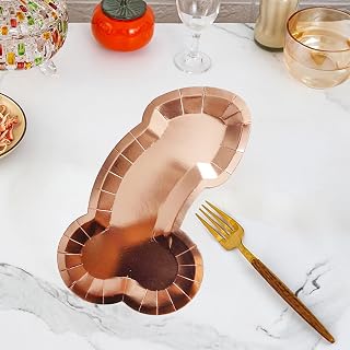 35 Pcs Disposable Paper Plates, Funny Appetizer Serving Plates, Bachelor Party Decorations, Hen Party Plate for Bachelorette Party, Bridal Shower Engagement Decor (Golden)