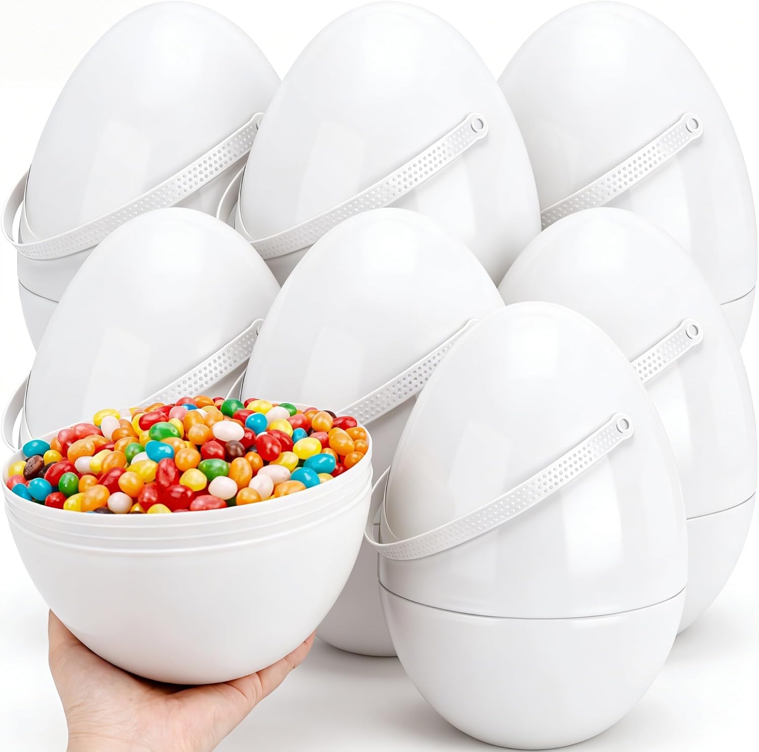 12 Inch/ 10 inch/ 8 inch/ 6 inch Giant White Fillable Easter Eggs 3/ 6/ 8/ 12/ 15 Pcs Jumbo Plastic Blank Eggs for DIY Crafts Easter Egg Hunt Basket Stuffers (12 pcs - White ( 8 inch ))
