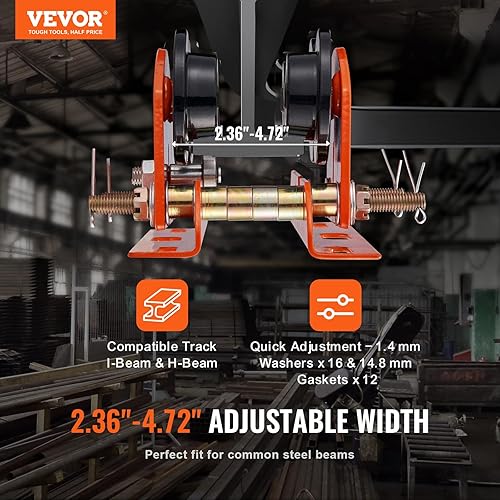 Miniatura 2 de VEVOR I Beam 1100 lbs0.5 toneladas de capacidad para PA200 a PA500 carretilla manual de polipasto eléctrico con ancho de brida ajustable de