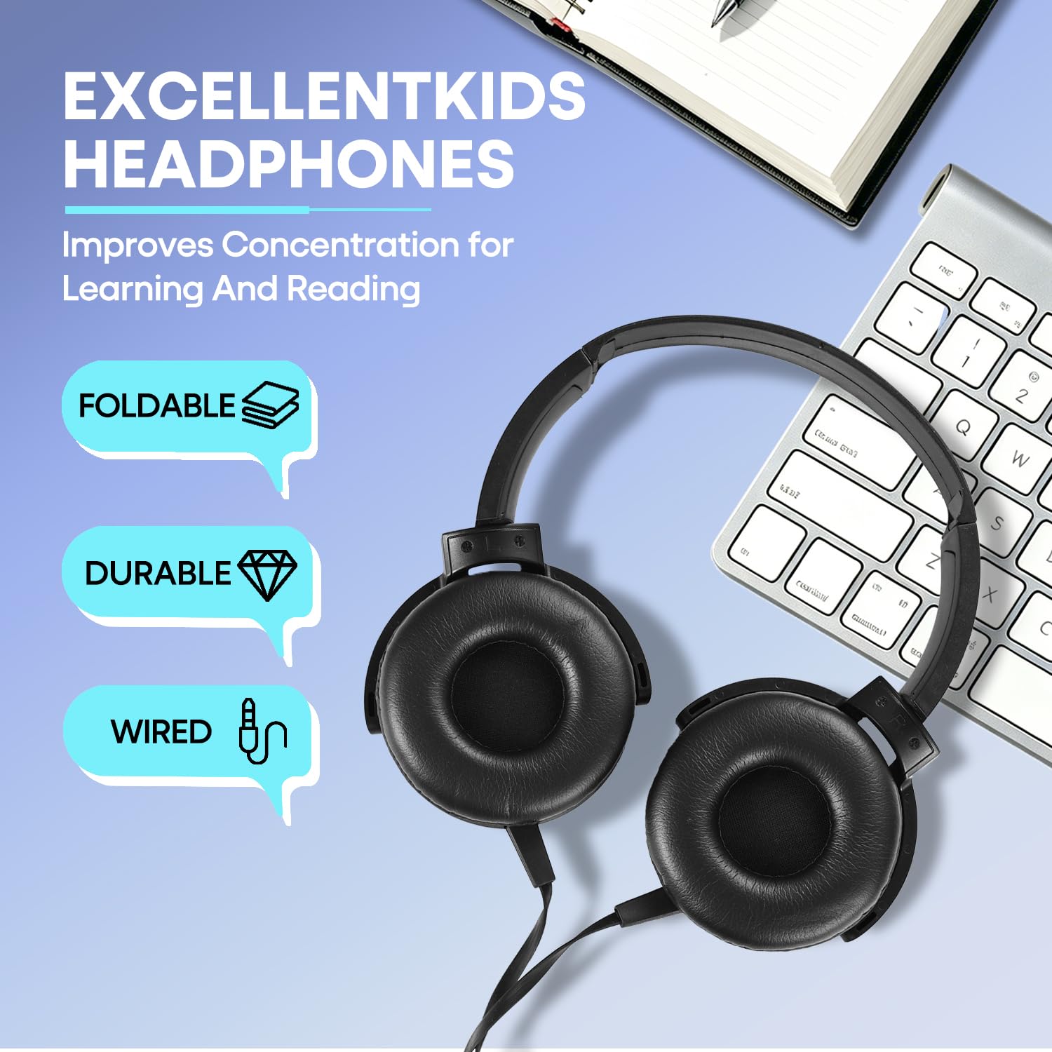 Wholeslae Lot de 12 écouteurs filaires durables pour l'école, la salle de classe, les étudiants, les tout-petits, les adolescents, les garçons, les filles et les adultes (HY450, noir)
