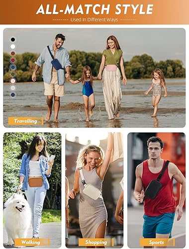 Miniatura 7 de FIORETTO Riñoneras para mujeres y hombres, a la moda, mini bolso cruzado con correa ajustable, bolsa pequeña para la cintura para correr,