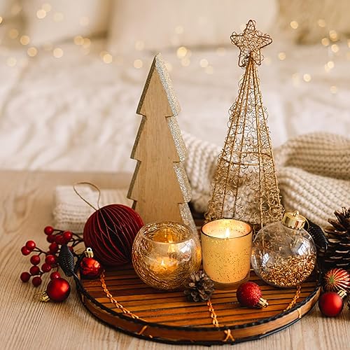 Miniatura 6 de SUPMIND Paquete de 12 tarros de vela de cristal, tarros de vela vacíos dorados de 10 onzas con tapas de bambú, tarros de vela a granel para centros