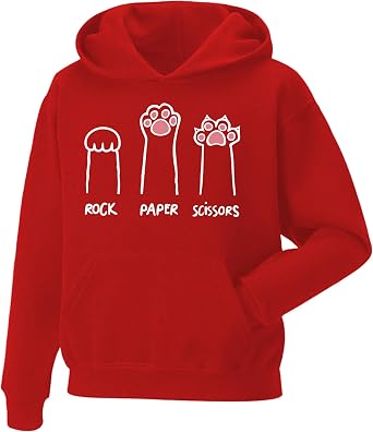 Snapit Inspired Rock Paper Scissors Hoodie Mens pullover hooded top for Uk Men/Women/Kids Cat Paws Best Gift for Cat Lovers
