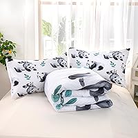 Vista 38 de CVHOUSE Juego de ropa de cama con diseño de panda, juego de edredón individual con panda y 2 fundas de almohada, lindo juego de colcha kawaii
