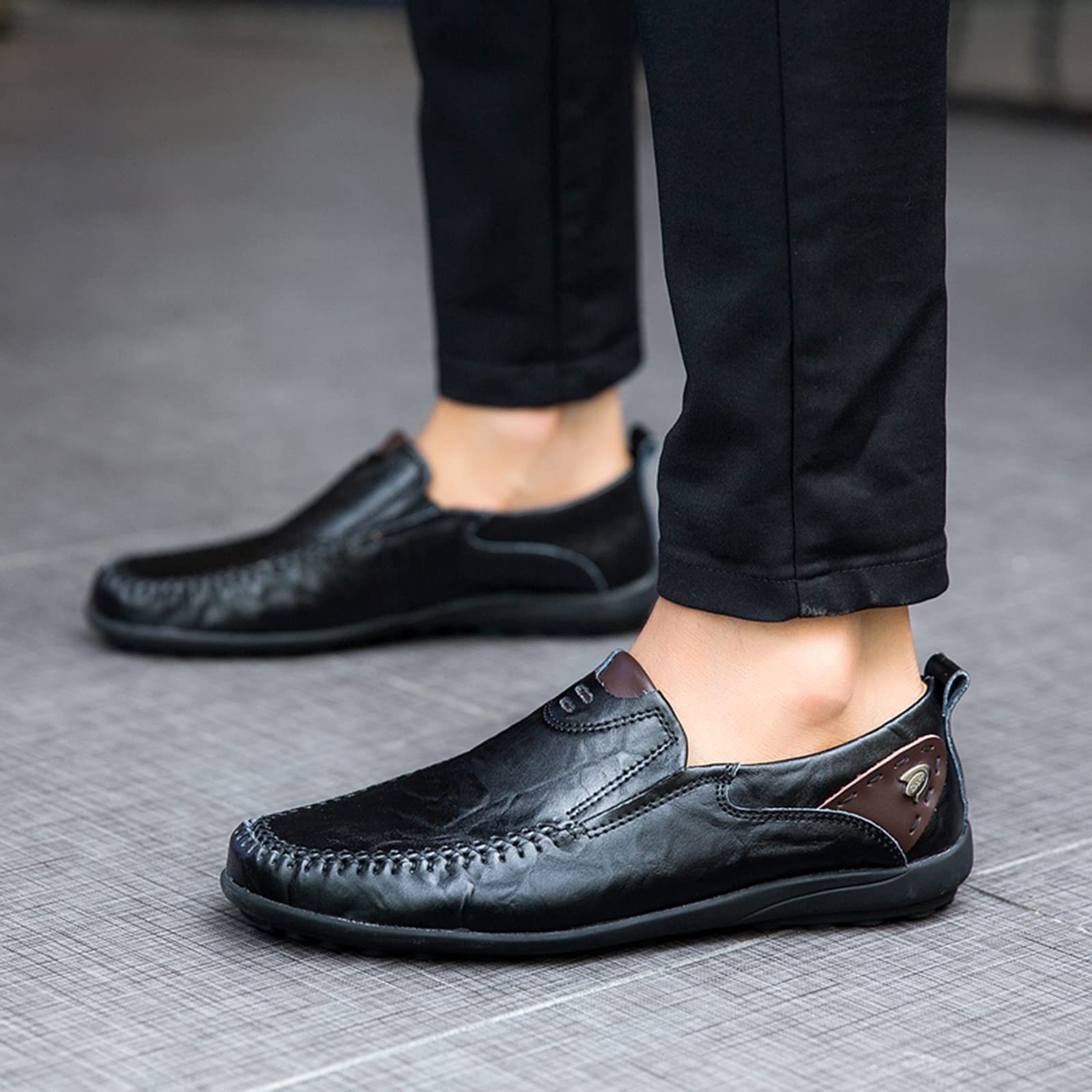 Hombres Casual Slip On Mocasines Zapatos de conducción Vestido de Cuero Mocasines Zapatillas Moda Walking Flats